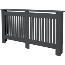 ECD-Germany Cache-Radiateur en Style Campagnard 152x19x82 cm en MDF Anthracite Couverture Décorative Robuste Murale Meuble de Rangement Design