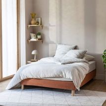 Cache-sommier bouclette intégral terracotta 90x190 - Boucletta