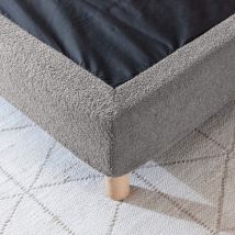 Cache-sommier bouclette intégral gris foncé 140x190 - Boucletta
