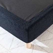 Cache-sommier bouclette intégral noir 160x200