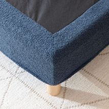 Terre De Nuit - Cache-sommier bouclette intégral bleu marine 180x200 - Boucletta