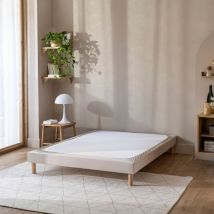 Cache-sommier coton jersey beige 160x190 - Beige