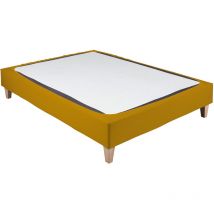 Cache-sommier coton jersey jaune moutarde 110x190 - Jaune