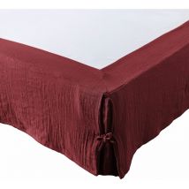 Cache-sommier Gaze de coton 180x200 gaia coloris Rouge Lie de vin