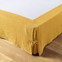 Cache-sommier gaze de coton 140 x 190 cm Gaia Jaune safran