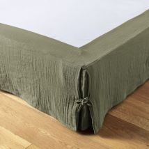 Cache-sommier gaze de coton 90 x 190 cm Gaia romarin