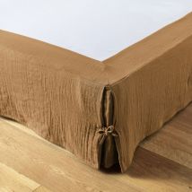 Cache sommier gaze de coton Gaia 140x190cm Camel