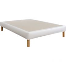 Cache-sommier intégral simili cuir neige 160x200
