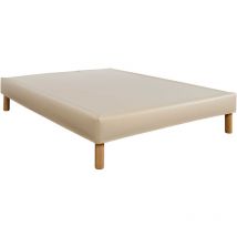Cache-sommier intégral simili cuir sable 120x190