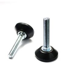 Pied vérin Réglable Fileté – Base Plastique noir Diamètre 40 mm, Tige Filetée en Acier Zingué Diamètre 10 mm (M10) de Longueur 50 mm - Ajile