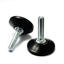 Pied vérin Réglable Fileté – Base Plastique noir Diamètre 50 mm, Tige Filetée en Acier Zingué Diamètre 10 mm (M10) de Longueur 40 mm - Ajile