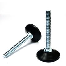 Pied vérin Réglable Fileté – Base Plastique noir Diamètre 50 mm, Tige Filetée en Acier Zingué Diamètre 10 mm (M10) de Longueur 80 mm - Ajile
