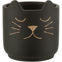 Petit cache Pot en ciment Chat noir et Or
