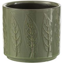 Cache pot en céramique feuillage vert