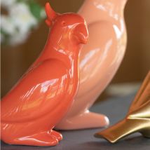 Decossima - Décoration à poser Cacatoès en céramique rose orangé