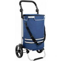 Helloshop26 - Caddie de courses chariot de courses pliable avec sac isotherme polyvalent sac amovible roulettes solide bleu