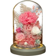 Cadeau de fleurs artificielles, durable dans un dôme en verre, cadeaux uniques pour femmes, Noël, mariage, Saint-Valentin, anniversaire et