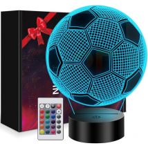 Coocheer - Cadeau de football pour garçons Illusion de football 3D Veilleuse pour enfants 16 couleurs Cadeau pour garçons 7 8 9 10 11 12 13 14 ans