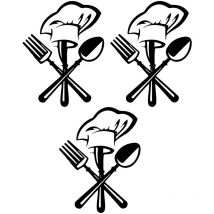 Eosnow - Jeffergarden Couverts couteau fourchette chef chapeau autocollant mural papier peint pour cuisine restaurant décoration