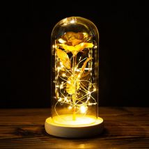 Cadeau rose, rose en feuille d'or sous dôme en verre, cadeau unique pour les femmes mères