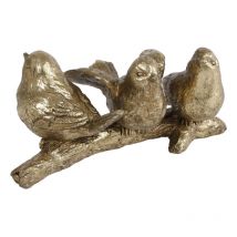 Gifts Amsterdam - Cadeaux Amsterdam Sculpture Oiseaux Sur Branche 3 Doré Polystone 14x7x7cm