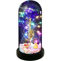 Cadeaux de fleurs de roses, roses lumineuses dans un dôme en acrylique, cadeaux pour maman, fleur éternelle colorée, cadeaux de roses éternelles