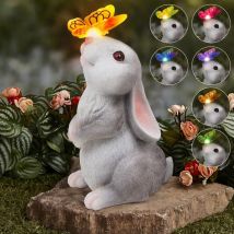 [Cadeaux de Pâques]Lampes solaires de Pâques en forme de lapin - Sculpture de jardin - Étanche - Papillons - Décoration de jardin - Pour l'extérieur,