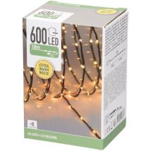 Cadena De Luces led 18m 600 LEDs Blanco Extra Cálido 8 Funciones IP44 Impermeable Para Interior/Exterior Luces De Navidad Cadena De Luces De Hadas