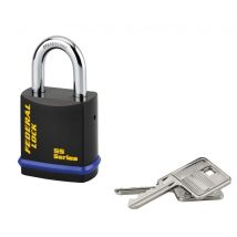 Cadenas À Clé Fédéral Lock 710, Acier, Chantier, Anse Molybdène, 46mm, 2 Clés, Noir - Thirard