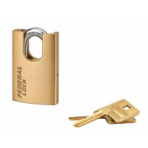 Cadenas À Clé Fédéral Lock 520-p, Laiton, Chantier, Anse Protégée Acier, 50mm, 2 Clés - Thirard