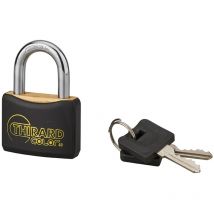 Cadenas à clé Mach noir, laiton, extérieur, anse acier, 40mm, 2 clés