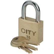 Iseo City - Cadenas à clé s'entrouvrant sur numéro suivi KCF005502 corps laiton anse acier cémenté City 45