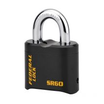 Cadenas à combinaison Fédéral Lock srh, acier, 4 chiffres, chantier, anse acier, 62mm, noir