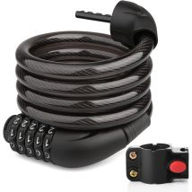 Cadenas à Vélo Chaînes, Extérieur Antivol Cadenas à Vélo Chaînes con vélo Titulaire, 5 Digit Combinaison, Vélo Câble Antivol(125cm)