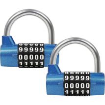 Fitags - Cadenas bleu à code à 5 chiffres (lot de 2) - 6,5 x 2,5 cm - Cadenas intérieur/extérieur réinitialisable et étanche - Cadenas de salle de