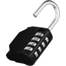 Cadenas Code 4 Chiffres, Cadenas a Code Pour Casier Vestiaire Sport, College, Scolaire, Cadna avec Code Exterieur Pour Portail, Abri de Jardin, Noir