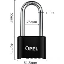 Tonchean - Cadenas Code 4 Chiffres 52mm Cadenas Extérieur Etanche, Robuste et Antivol, 8mm Loquet Cadenas à CombinaisonNoir, faisceau long-50mm