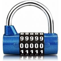 Cadenas à combinaison à 5 chiffres, réinitialisable pour l'école, la boîte à outils, l'armoire, etc. (bleu)