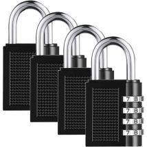 Cadenas à Combinaison 4 Chiffres - Pack de 4 Cadenas Robustes pour Bagages et Outils