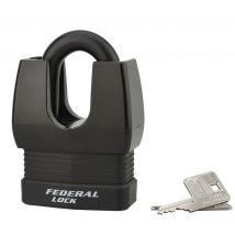 Federal Lock - Cadenas à clé Fédéral Lock Docker, extérieur, acier cémenté, double verrouillage, 65mm, 2 clés