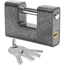 Cadenas Exterieur Ultra Robuste Avec 4 Clés - Gros Cadenas Monobloc En Acier Solide Trempé - Manille De 12mm D'Épaisseur - Protège Portes De Garages, 