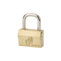 FTH - Cadenas nt à clé, corps en laiton et anse en acier cémenté, ouverture latérale par clé, base de 35mm, 3 clés