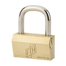 Cadenas NT à clé, corps en laiton et anse en acier cémenté, ouverture latérale par clé, base de 55mm, 3 clés