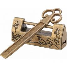 Cadenas Vintage Chinois Mini-Clé Traditionnelle Chinoise à Fleurs avec Cadenas, Style Chinois pour Meuble Vintage Cadenas Vintage(Bronze)