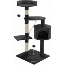 Albero tiragraffi 3 piattaforme 1 tana 2 palline Grigio scuro - Cadoca