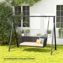 Cadre de Balançoire de Porche en Métal Support de Balançoire avec Structure en A 5 Anneaux de Suspension pour Balançoire Soucoupe d'Arbre Noir Maison