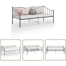 True Deal - The Living Store Cadre de canapé-lit sans matelas noir métal 90x200 cm - Canapé Convertible - Lit Invité - Lit Compact - Cadre Lit