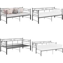 Cadre de canapé-lit extensible sans matelas Noir Métal 90x200cm - Canapé Convertible - Lit Invité - Cadre Lit - Canapé Lit Noir - Meubles Salon