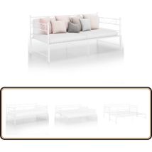 Cadre de canapé-lit extensible sans matelas blanc 90x200 cm - Canapé Convertible - Lit Invité - Cadre Lit - Canapé Lit Double - Meubles Salle Séjour