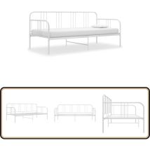 Cadre de canapé-lit sans matelas blanc métal 90x200 cm - Canapé Convertible - Lit Invité - Lit Compact - Cadre Lit - Literie